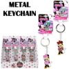 Picture of Minnie Figural Metal Keychain on Header Card in Display Pink Or Red