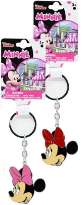 Picture of Disney Minnie Head Metal Keychain on Header Card in Display