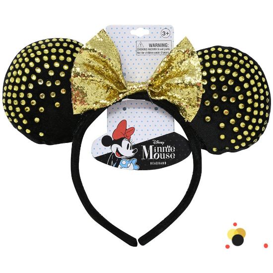 Picture of Disney Minnie Ears Headband With Rhinestones Black With Gold