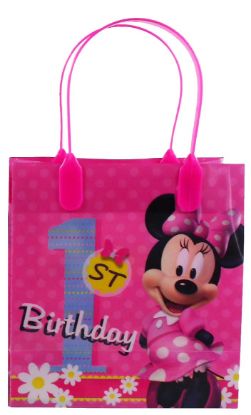 Picture of Disney Minnie Mouse 1st Birthday Reusable Small Goodie Bag 6 Inch Pink