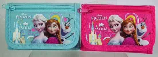 Picture of Disney Frozen Elsa Anna and Olaf Character Light Blue And Hot Pink Trifold Wallet