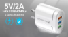 Picture of USA Angel 3 USB Port QC 3.0 Fast Quick Charge Wall Charger ART-1322 Output 5V/2A