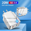 Picture of USA Angel Dual USB Port PD02 20W Phone Charger Type-C 3A QC3.0 Fast Charging