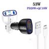 Picture of USA Angel TE-P49 PD20W Type-C And 2USB QC3.0 Fast Car Charger 53W 